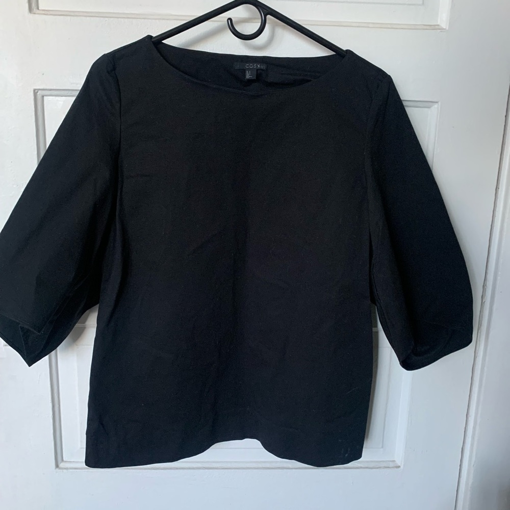 COS boatneck tunic / boxy cotton top with split sleeve